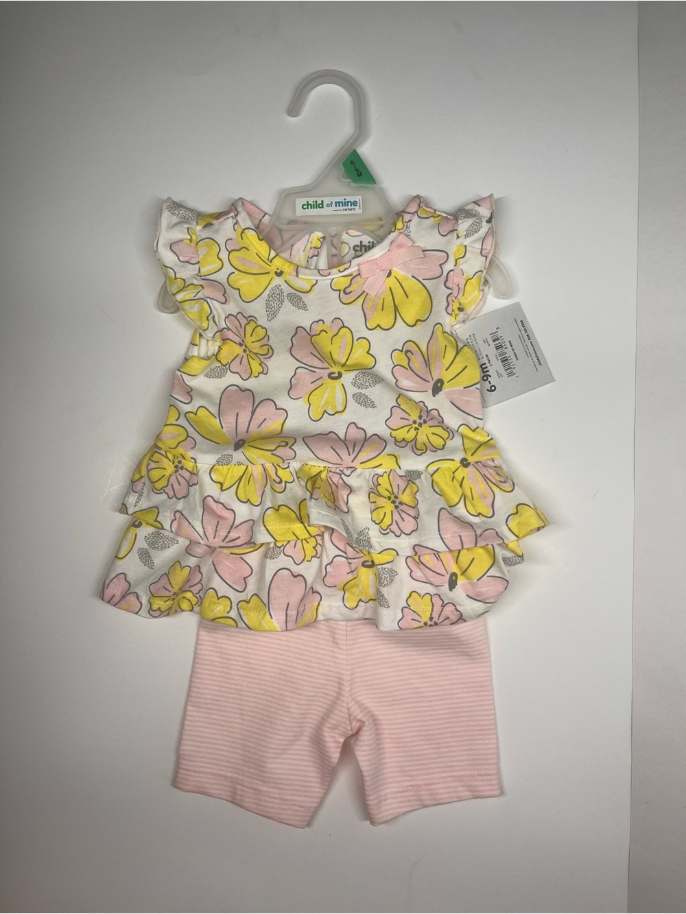 Child of Mine Floral Ruffle Top & Pink Shorts Set - Yellow & Pink